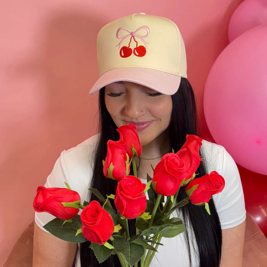 Cherry Bow 5 Panel Baseball Hat