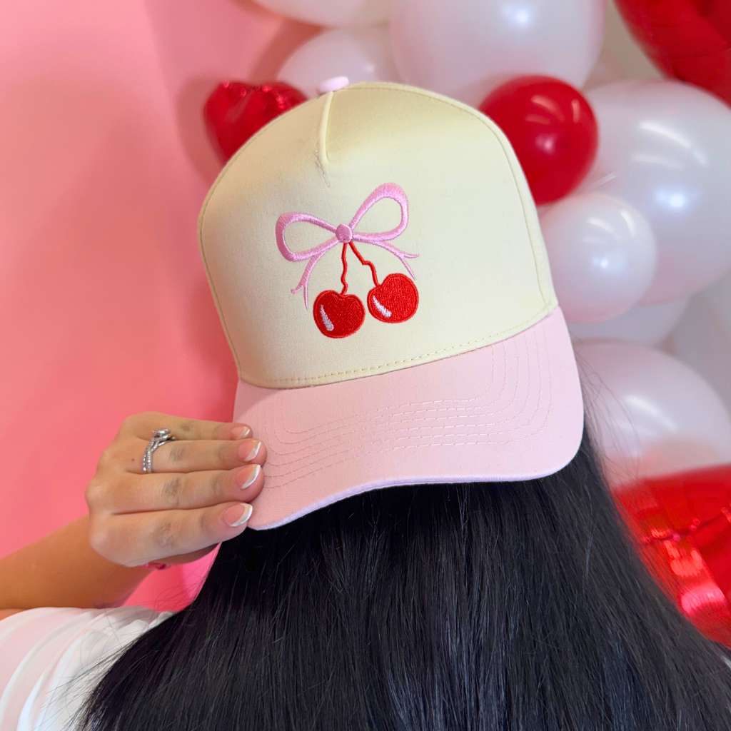 Cherry Bow 5 Panel Baseball Hat