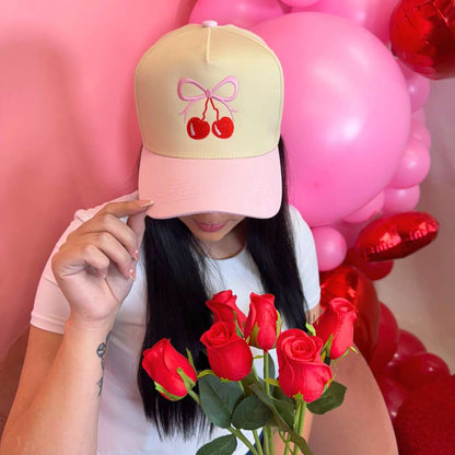 Cherry Bow 5 Panel Baseball Hat