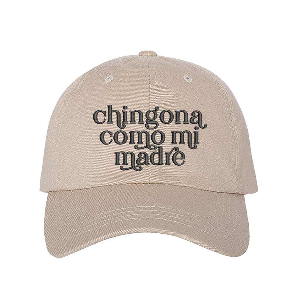 Stone Chingona Como Mi Madre embroidered baseball hat with bold lettering, perfect for proud and fierce Latinas embracing their roots – DSY Lifestyle