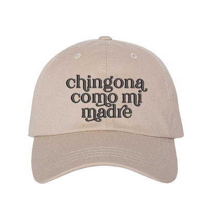Stone Chingona Como Mi Madre embroidered baseball hat with bold lettering, perfect for proud and fierce Latinas embracing their roots – DSY Lifestyle