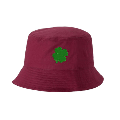 Burgundy bucket hat embroidered with a green four leaf clover- DSY Lifestyle