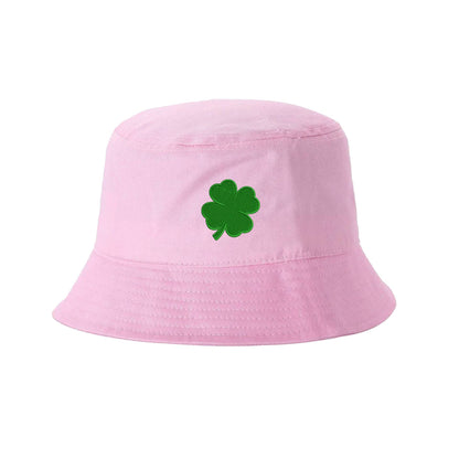 light pink bucket hat embroidered with a green four leaf clover- DSY Lifestyle