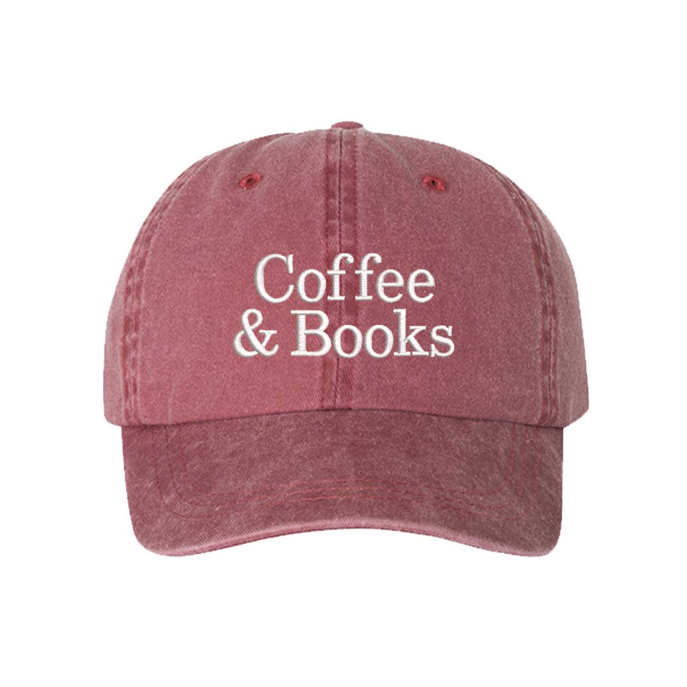 Wine Coffee and Books Washed Baseball Hat, a soft cotton statement cap made for Sunday mornings and coffee runs in DFW, Texas. - DSY Lifestyle