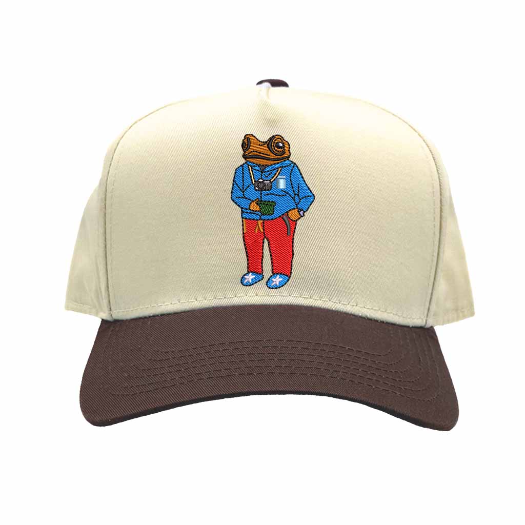 Embroidered Sapo Concho Puerto Rico Two Tone  Natural/Brown Baseball Hat - DSY Lifestyle