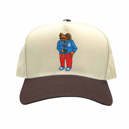 Embroidered Sapo Concho Puerto Rico Two Tone  Natural/Brown Baseball Hat - DSY Lifestyle