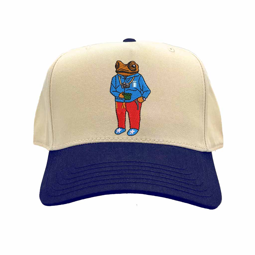 Embroidered Sapo Concho Puerto Rico Two Tone  Natural/Royal Blue Baseball Hat - DSY Lifestyle