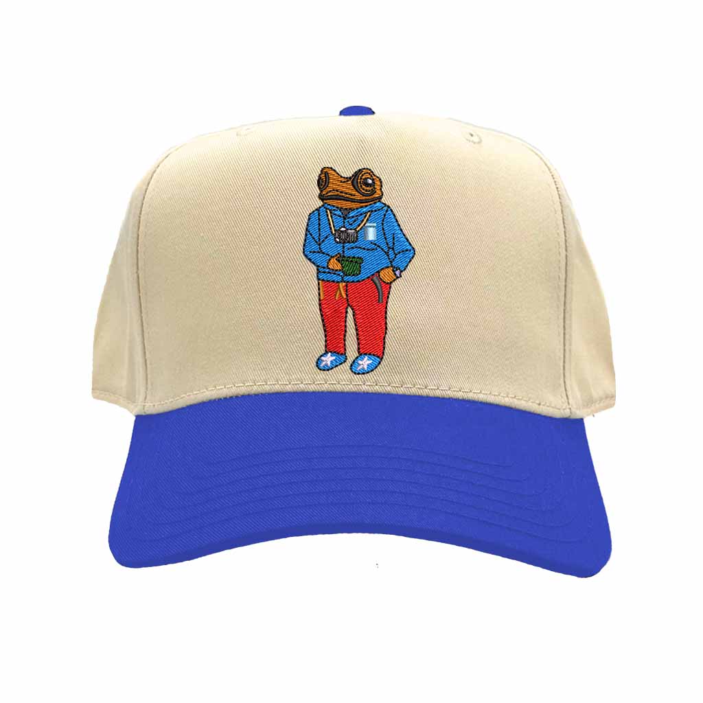 Embroidered Sapo Concho Puerto Rico Two Tone  Natural/Royal Blue Baseball Hat - DSY Lifestyle