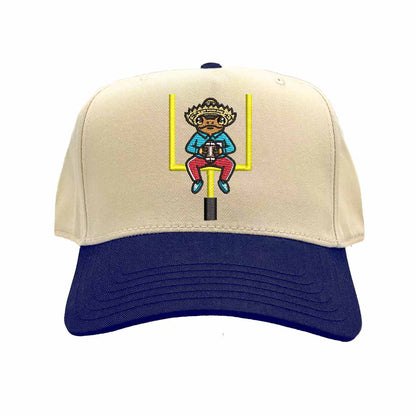 Natural Navy Blue Sapo Concho Coqui Football Half Time Show embroidered two-tone baseball hat – Puerto Rican gameday cap - DSY Lifestyle