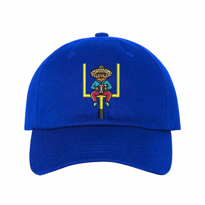 Royal Blue Sapo Concho Coqui Football Half Time Show Embroidered Baseball Hat featuring Puerto Rican cultural embroidery with adjustable hook and loop and breathable cotton fabric – DSY Lifestyle