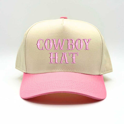 Natural colored baseball hat embroidered with the phrase cowboy hat in light green embroidery and light green  bill-DSY Lifestyle