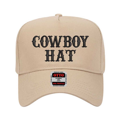 Khaki solid 5 panel baseball hat embroidered with the phrase cowboy hat-DSY Lifestyle
