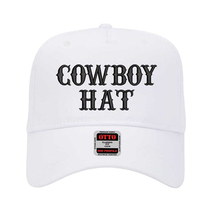 White solid 5 panel baseball hat embroidered with the phrase cowboy hat-DSY Lifestyle
