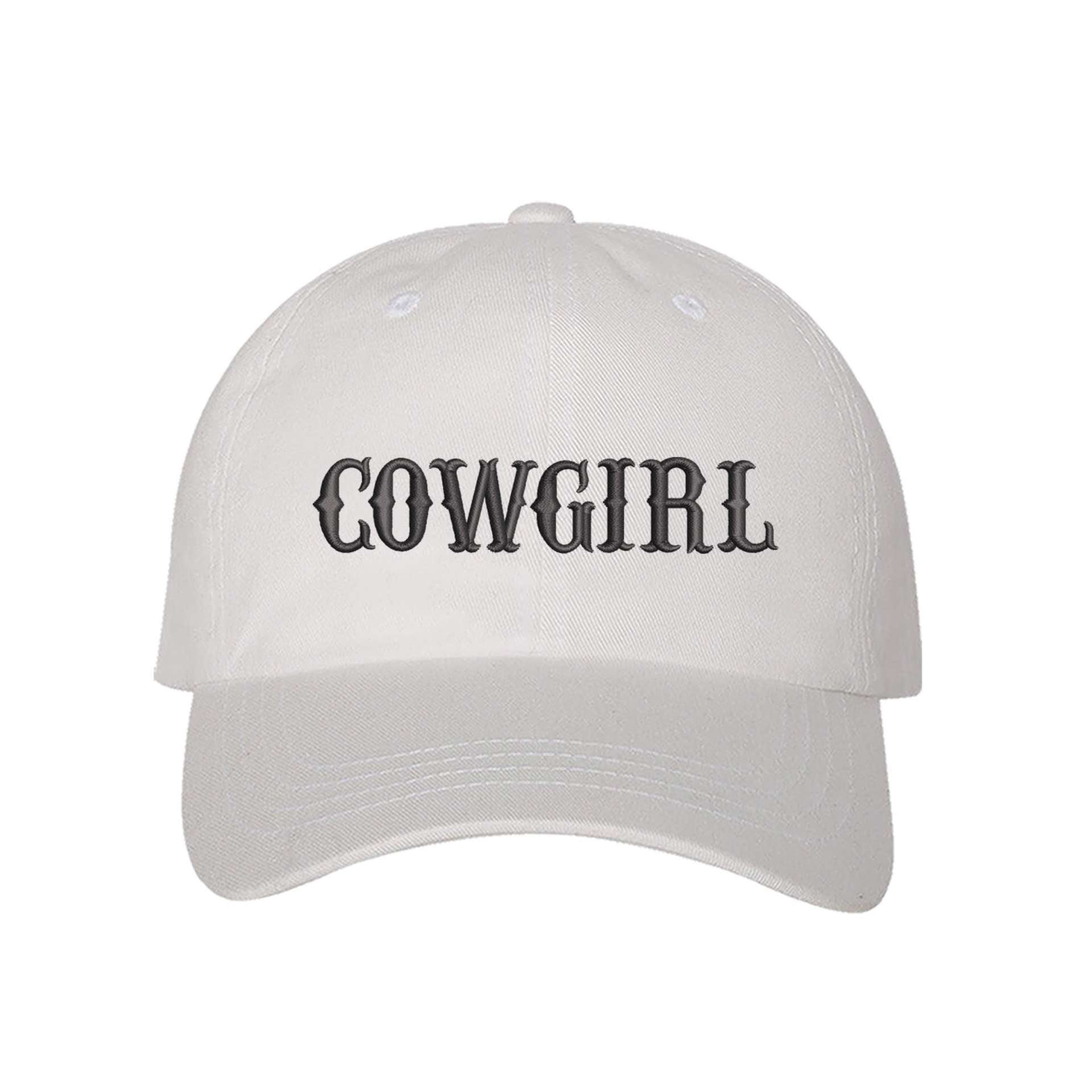 White Baseball Cap embroidered with Cowgirl - DSY Lifestyle