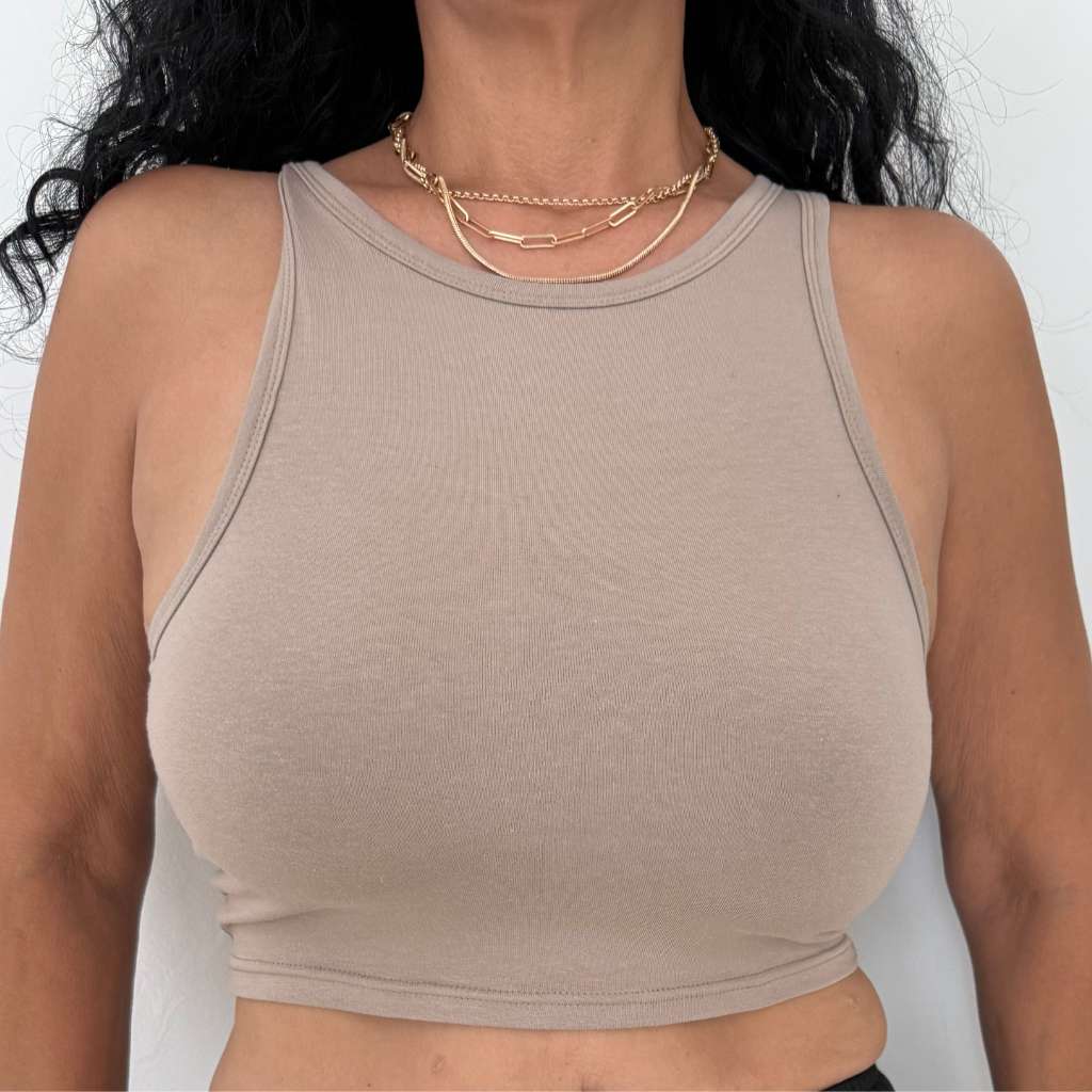 Cropped High Neck Tank Top