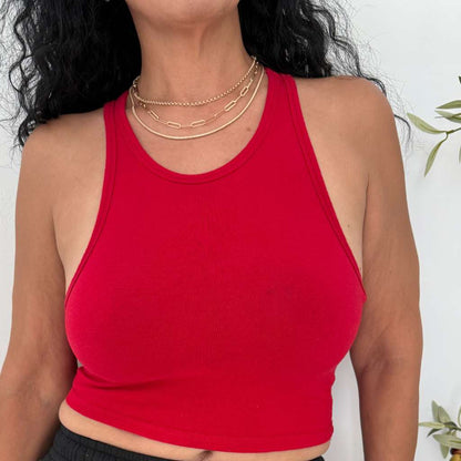 Cropped High Neck Tank Top