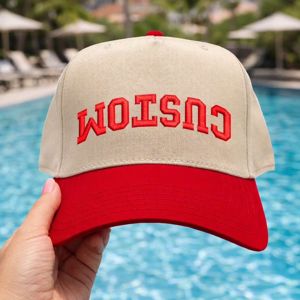 Custom Upside Down Text Hat – Personalized Varsity Baseball Cap