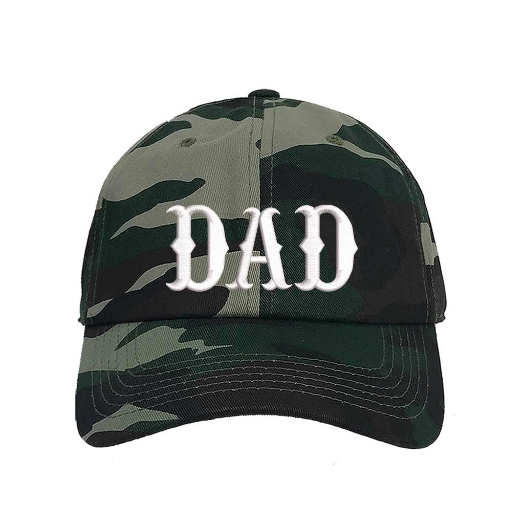 Camo Dad Western embroidered baseball hat with bold western-themed design, perfect for dads who love rugged, casual style – DSY Lifestyle