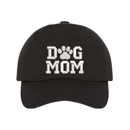 Black Dog Mom With Paw Embroidered Baseball Hat, a playful statement hat for proud pet lovers with everyday style. DSY Lifestyle.