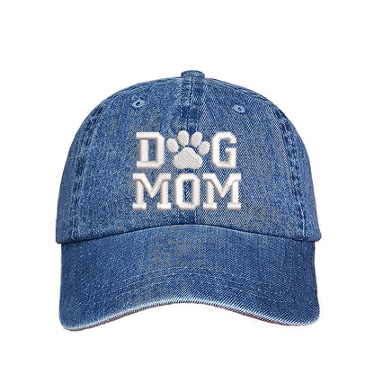 Light Denim Dog Mom With Paw Embroidered Baseball Hat, a playful statement hat for proud pet lovers with everyday style. DSY Lifestyle.