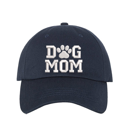 Navy Blue Dog Mom With Paw Embroidered Baseball Hat, a playful statement hat for proud pet lovers with everyday style. DSY Lifestyle.