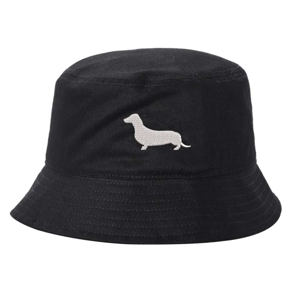 Black Bucket hat embroidered with a Dachshund Dog - DSY Lifestyle