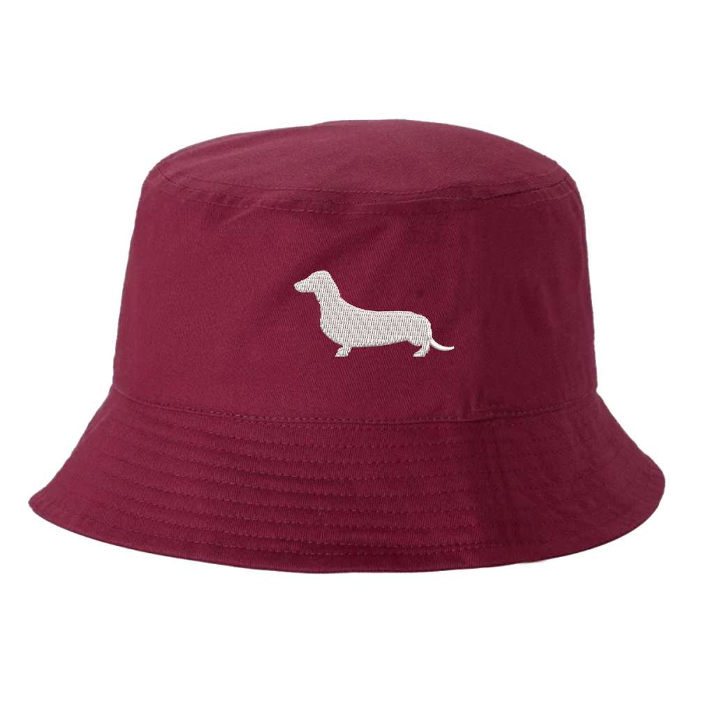 Burgundy Bucket hat embroidered with a Dachshund Dog - DSY Lifestyle