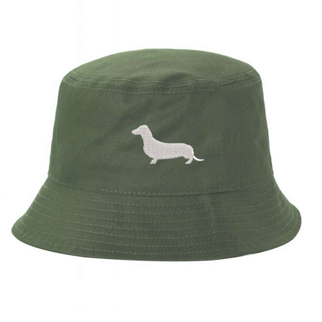 Olive Bucket hat embroidered with a Dachshund Dog - DSY Lifestyle
