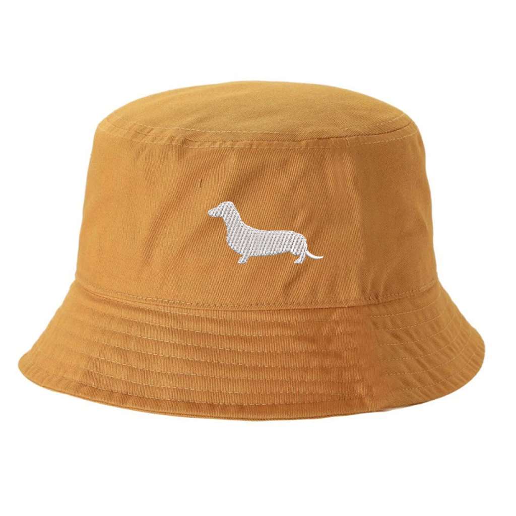 Orange Bucket hat embroidered with a Dachshund Dog - DSY Lifestyle