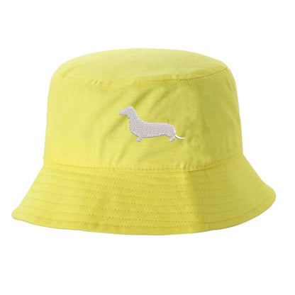 Yellow Bucket hat embroidered with a Dachshund Dog - DSY Lifestyle