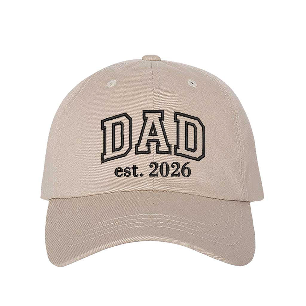 Stone Dad Est. 2026 Outline Baseball Hat featuring minimalist outline embroidery on a classic dad cap; a stylish 2026 baby announcement gift for new fathers by DSY Lifestyle.