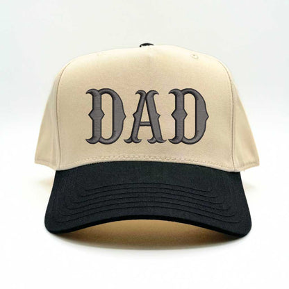 Natural/Black Dad Western 5-panel embroidered baseball hat with a rustic country feel and bold stitching – DSY Lifestyle