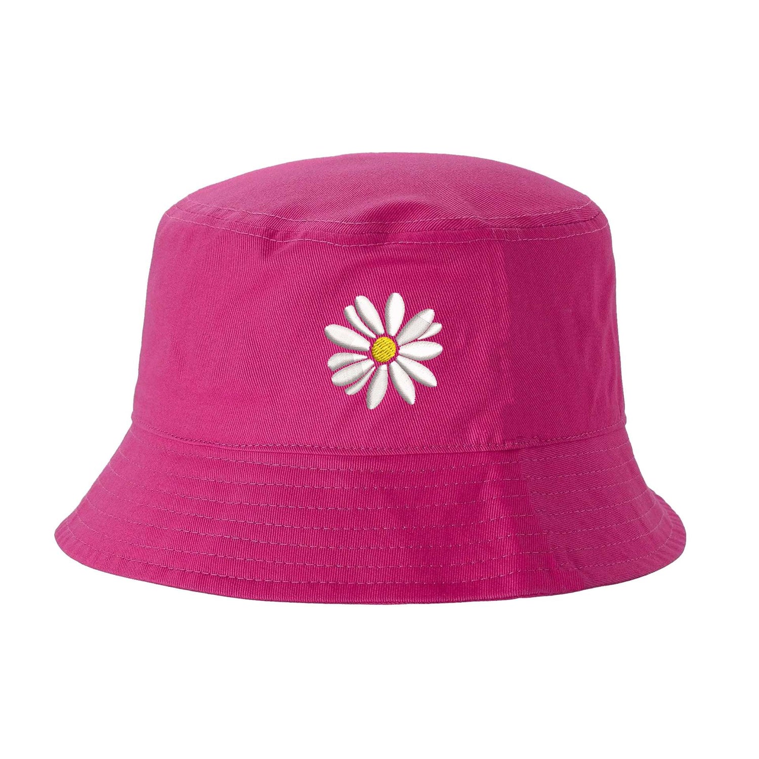 Hot Pink Bucket hat embroidered with a daisy flower - DSY Lifestyle