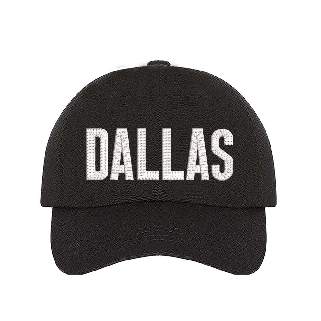 Black Dallas Texas embroidered baseball hat with Texas map design. A statement baseball hat for women who love Texas pride, street style, and effortless outfits. - DSY Lifestyle
