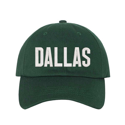 Forest Green Dallas Texas embroidered baseball hat with Texas map design. A statement baseball hat for women who love Texas pride, street style, and effortless outfits. - DSY Lifestyle