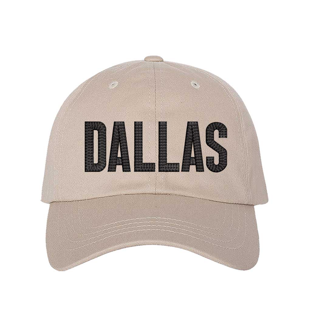 Stone with black thread Dallas Texas embroidered baseball hat with Texas map design. A statement baseball hat for women who love Texas pride, street style, and effortless outfits. - DSY Lifestyle
