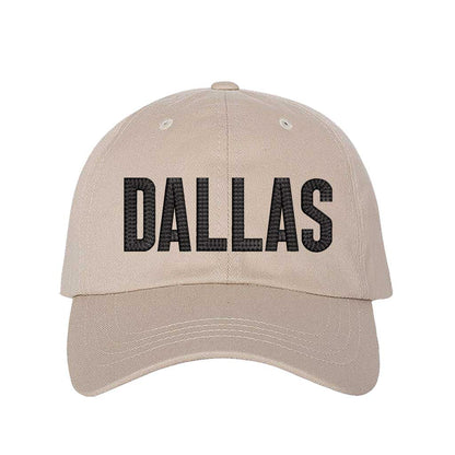 Stone with black thread Dallas Texas embroidered baseball hat with Texas map design. A statement baseball hat for women who love Texas pride, street style, and effortless outfits. - DSY Lifestyle