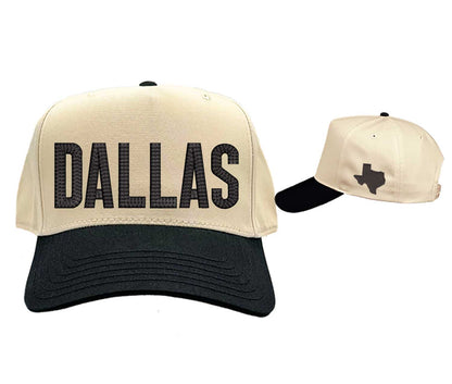 Natural Black Dallas Texas embroidered two tone baseball hats. A statement baseball hat for women who love Texas pride, street style, and effortless outfits. - DSY Lifestyle