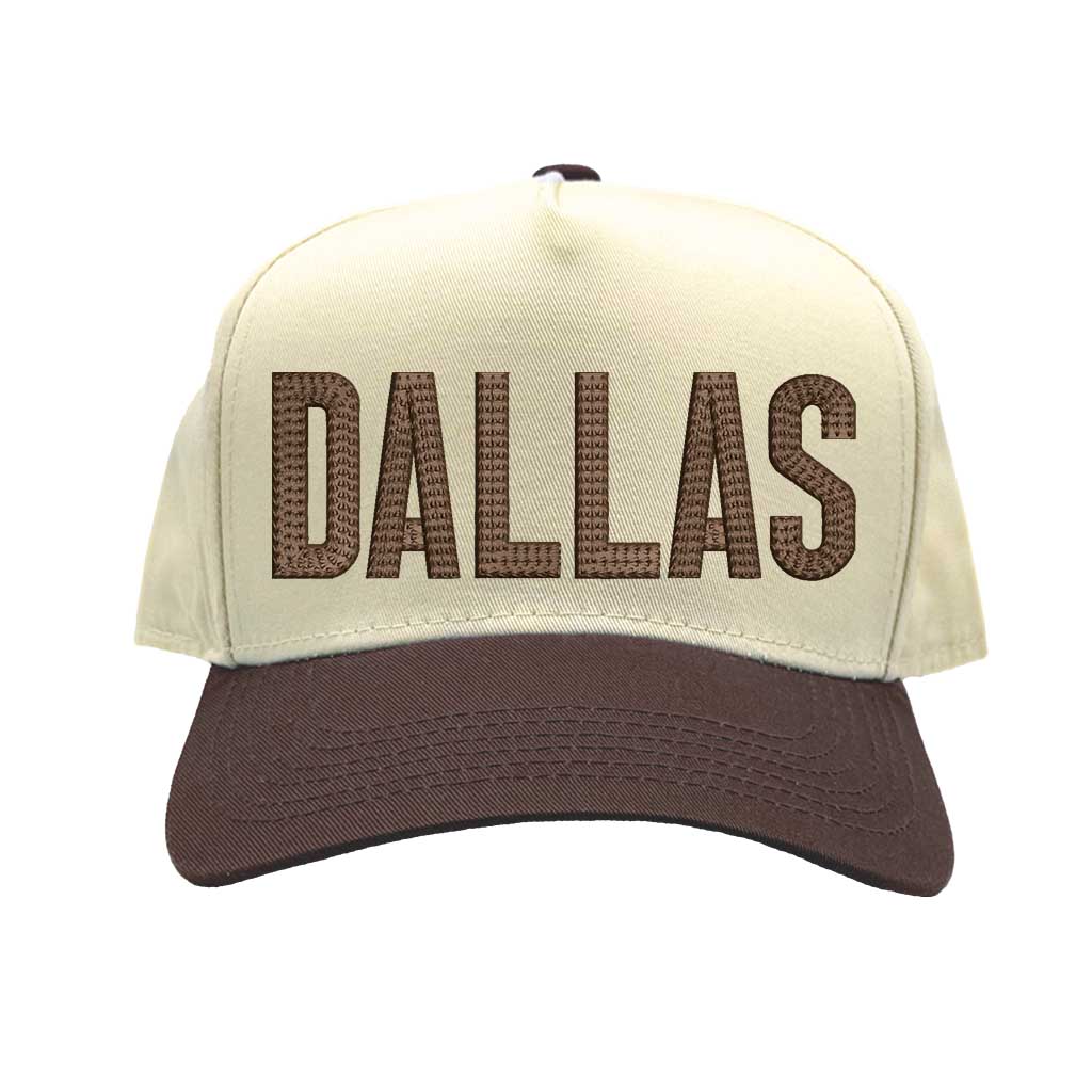 Natural Brown Dallas Texas embroidered two tone baseball hat. A statement baseball hat for women who love Texas pride, street style, and effortless outfits. - DSY Lifestyle