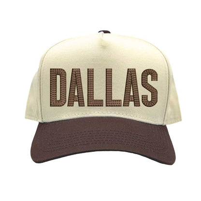 Natural Brown Dallas Texas embroidered two tone baseball hat. A statement baseball hat for women who love Texas pride, street style, and effortless outfits. - DSY Lifestyle