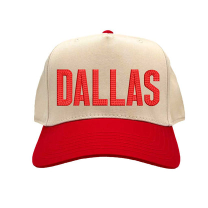 Natural Red Dallas Texas embroidered two tone baseball hat. A statement baseball hat for women who love Texas pride, street style, and effortless outfits. - DSY Lifestyle