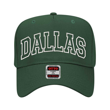Forest Green Sleek, solid-color cap featuring an embroidered Dallas outline for a clean and bold hometown statement – DSY Lifestyle.