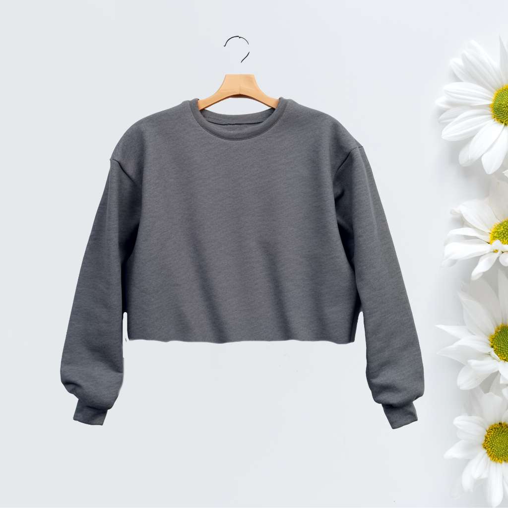 Dark heather gray cropped crewneck sweatshirt - DSY Lifestyle