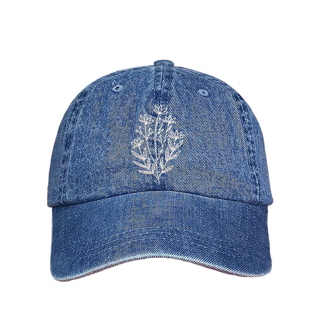 Denim baseball hat embroidered with a wildflower-DSY Lifestyle