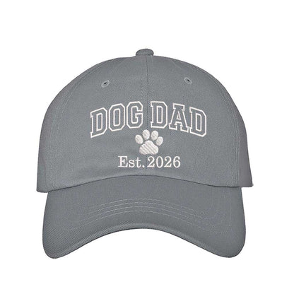 Gray Dog Dad Est. 2026 Embroidered Baseball Hat. The perfect gift for new dog owners in 2026, this premium cotton dad cap offers a comfortable, adjustable fit for every pet parent. - DSY Lifestyle