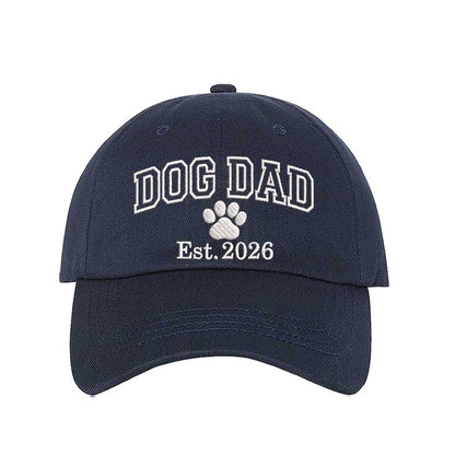 Navy Blue Dog Dad Est. 2026 Embroidered Baseball Hat. The perfect gift for new dog owners in 2026, this premium cotton dad cap offers a comfortable, adjustable fit for every pet parent. - DSY Lifestyle