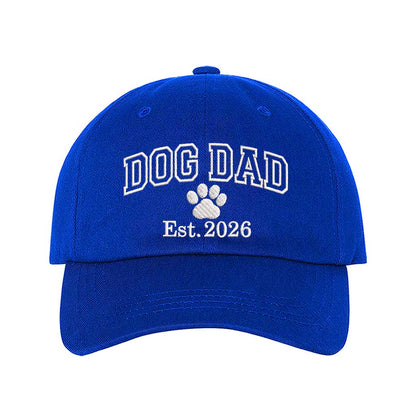 Royal Blue Dog Dad Est. 2026 Embroidered Baseball Hat. The perfect gift for new dog owners in 2026, this premium cotton dad cap offers a comfortable, adjustable fit for every pet parent. - DSY Lifestyle