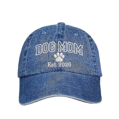 Light Denim Dog Mom Est. 2026 Embroidered Baseball Hat. The perfect gift for new dog owners in 2026, this premium cotton dad cap offers a comfortable, adjustable fit for every pet parent. - DSY Lifestyle
