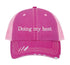 HOT Pink Doing My Best Distressed Trucker Hat. This premium vintage-style cap is the perfect gift for the unapologetically bold, featuring a breathable mesh back and custom embroidery. - DSY Lifestyle