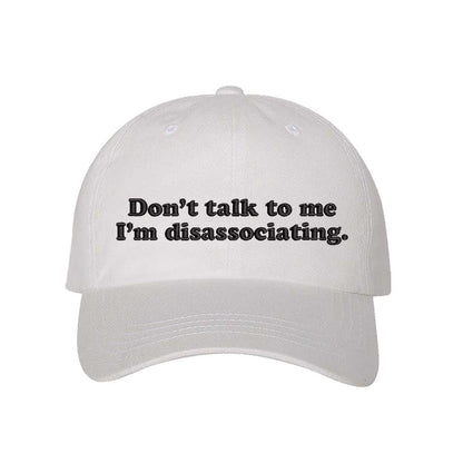 White embroidered baseball hat with &quot;Don&